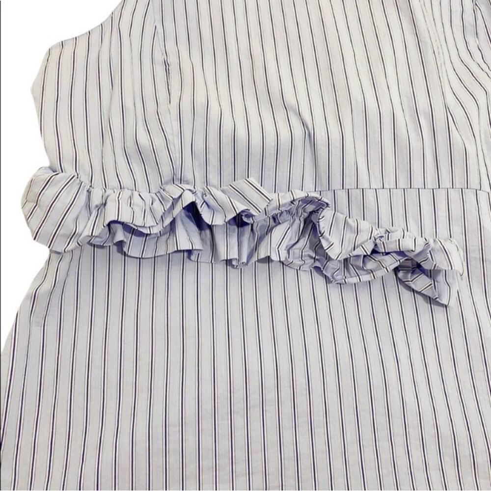 Trouve Blue & White Stripe Sleeveless Frill Ruffle Top, Size Medium - Picture 4 of 14